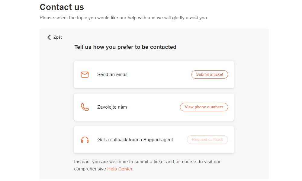 MyHeritage kontakt na podporu
