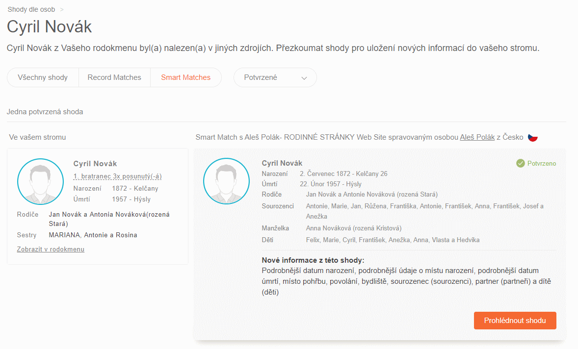 MyHeritage - Smart match